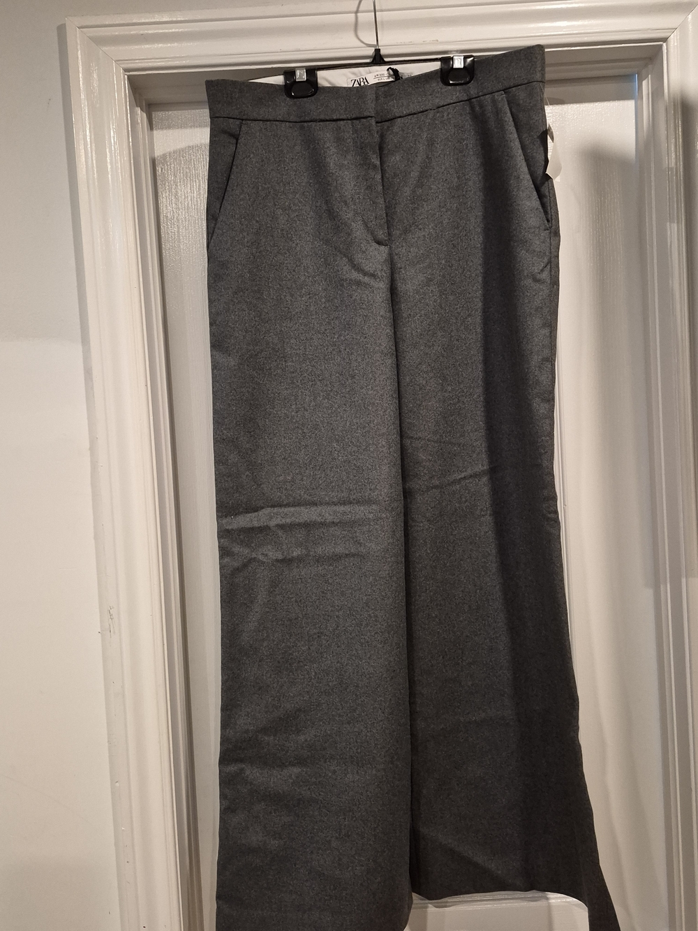 Zara Gray Tailored Wide-Leg Trousers